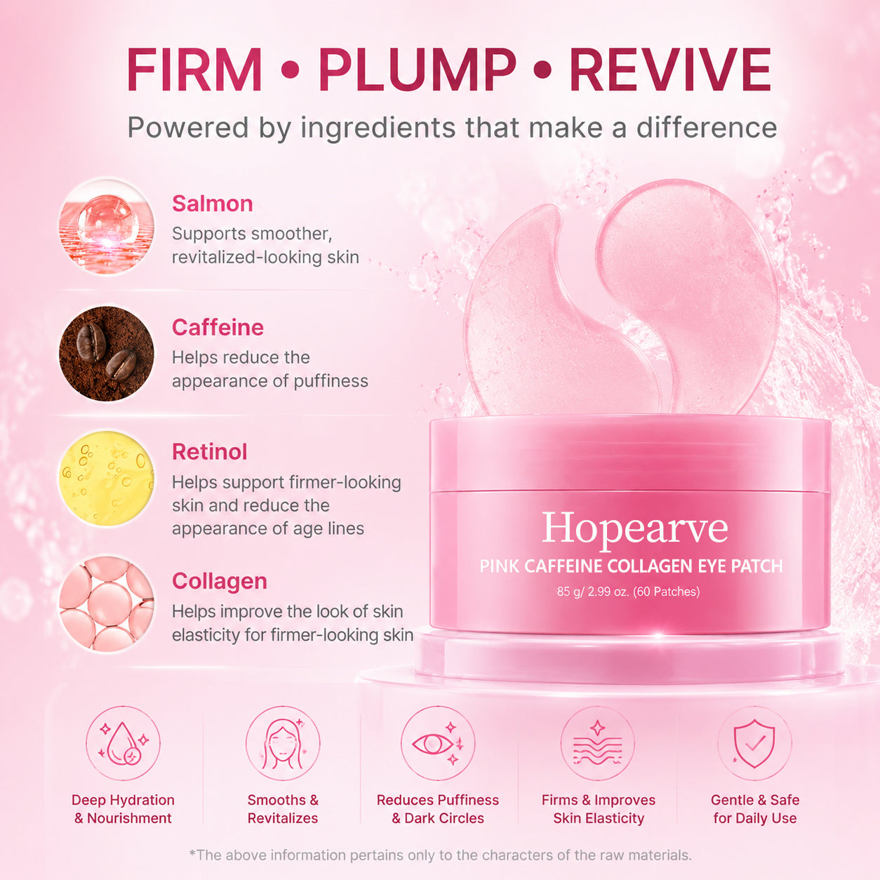 Hopearve Pink Caffeine Collagen Eye Patch – 10-Minute Eye Revival Treatment
