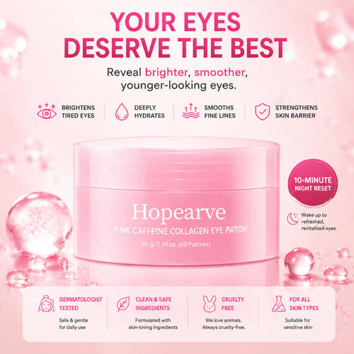 Hopearve Pink Caffeine Collagen Eye Patch – 10-Minute Eye Revival Treatment