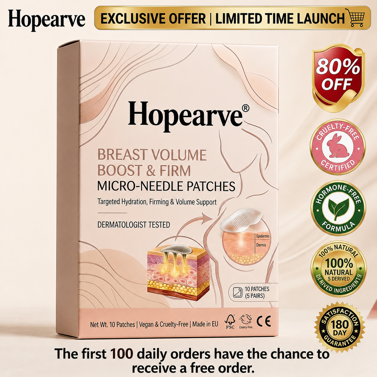 🔥Limited-time 60% sale--Hopearve Targeted Breast Enhancement Advanced Nano-Microneedle Patches