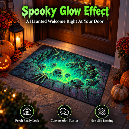 💀 3D Halloween Optical Illusion Door Mat – Spooky Non-Slip Entryway Rug