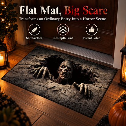 💀 3D Halloween Optical Illusion Door Mat – Spooky Non-Slip Entryway Rug