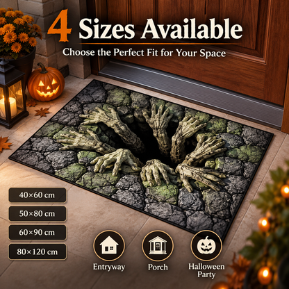 💀 3D Halloween Optical Illusion Door Mat – Spooky Non-Slip Entryway Rug