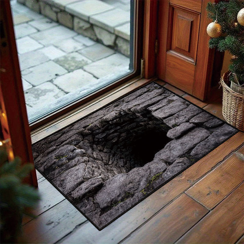 💀 3D Halloween Optical Illusion Door Mat – Spooky Non-Slip Entryway Rug