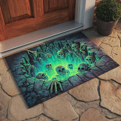 💀 3D Halloween Optical Illusion Door Mat – Spooky Non-Slip Entryway Rug